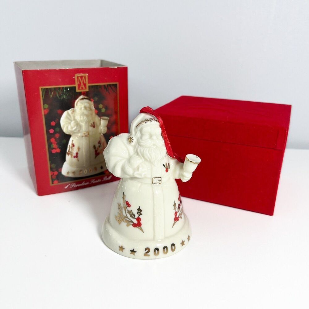Madison Avenue  4” Porcelain Santa Shaped Bell Christmas 2000 VGC, Vintage